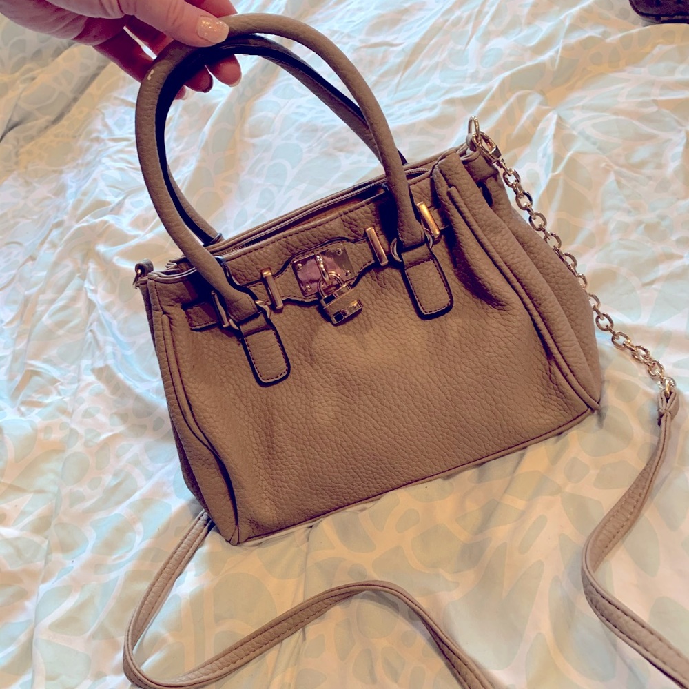 Tan Buckle Satchel Handbag